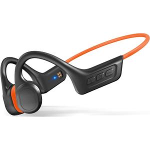 Bone Conduction Headphones, Open Ear Bluetooth 5.3 Headphones, Bone Conduction Earbuds with Mic, IPX7 Waterproof Sports Earphones for Running, Swimming, Cycling, Hiking, Gym (Bright Orange)