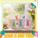 Silkfly 48 Pieces Easter Bunny Gift Bags Bulk White Easter Party Favor Bags with Handle Treat Bunny Candy Goodies Favor for Party Supplies Decoration