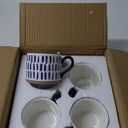 SOUJOY Set of 4 Porcelain Coffee Mugs, 15 Oz Hand Painted Coffee Cups with Handles, Large Glazed Stoneware Mugs for Tea, Hot or Cold Drinks, Best Gifts for Birthday, Thanksgiving, Christmas