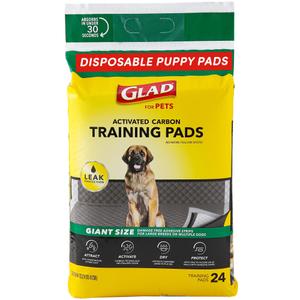 Glad For Pets Activated Carbon Puppy Training Pads Puppy Pads For Dogs Super Absorbent And Leak Proof Puppy Pee Pads Giant Sized Dog Training , 30" x 36", 24 Count