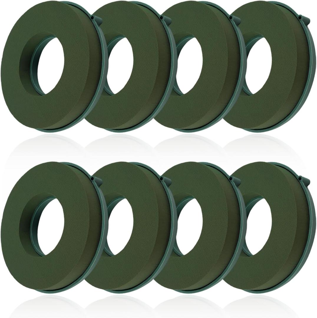 ZOFORTY 8PCS Floral Foam Rings 6 Inch Round Floral Wet Foam Ring Flower Arrangement Kit for Florist Wedding Foam Decoration, Green