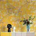 Blooming Wall Van Gogh Almond Blossom Yellow Wallpaper Featuring Vintage Floral Wallpaper Wallcovering for Elegant Artistic Mural in Bedroom and Living Room Decor (Paste Required)