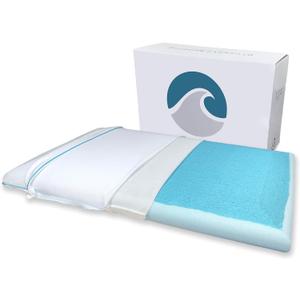Bluewave Bedding Extra Slim Max Cool CarbonBlue Gel Memory Foam Pillow for Stomach and Back Sleepers - Thin, Flat Design with Advanced Cooling (1.75-Inch Height, Standard Size)