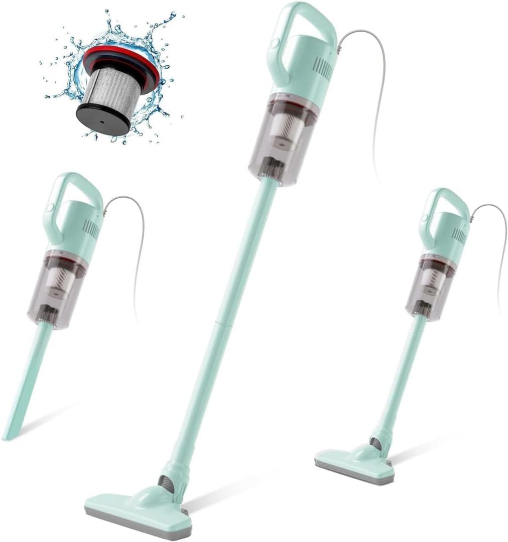 KEROMEE Stick Vacuum Cleaner, Corded Handheld Vacuum Cleaner Mini Electric Broom for Pet Hair Hardwood Floor Cat Litter Cleaning (13ft-Cord)