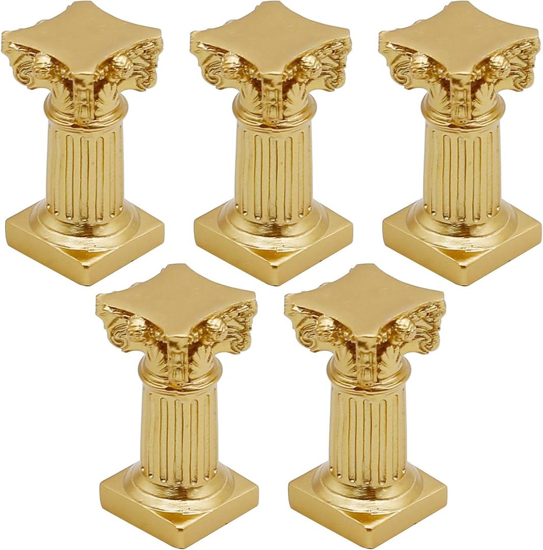 5 Miniature Roman Pillar Greek Columns, Resin Roman Column Candle Holder for Wedding Christmas Table Decoration (Gold)
