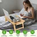 Bamboo Laptop Desk, Adjustable Foldable Bed Tray Table for Bed, Sofa, and Floor, Portable Lap Desk with Tilting Top & Drawer for Writing, Reading, Breakfast, Drawing, and Working
