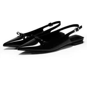 Coutgo Womens Slingback Flats Bow Slip on Dress Shoes Buckle Comfortable Ballet Flats Pointed Toe Flat Party Work Shoes, 6.5