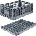 Collapsible Milk Crate, 52L Heavy Duty Plastic Storage Crate Stackable, Collapsible Crates for Storage, Space Saving for Home & Camping - Large Holds 130 lbs, Dark Grey