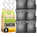 Charcoal Odor Absorber for Strong Odor (6 Pack, 100g each), Bamboo Charcoal Air Purifying Bag, Basement Musty Odor Eliminator Deodorizer, Activated Charcoal Odor Absorber for Closet, Shoe, Car