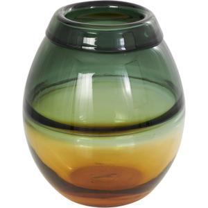 Deco 79 Glass Handmade Decorative Vase Ombre Centerpiece Vase with Yellow Base, Flower Vase for Home Decoration 9" x 9" x 11", Green