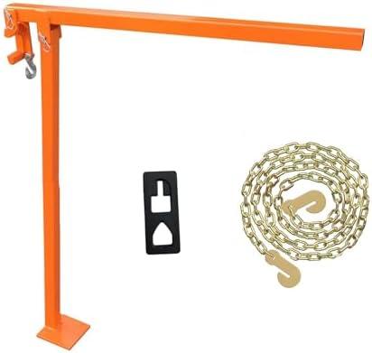 Heavy Duty T-Post Puller with 49-Inch Chain, Fence Post Removal Tool, Orange Metal Construction