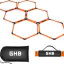 GHB Hex Agility Rings Speed Rings with Carrying Bag 6 Set Portable Hexagon Rings, Agility Ladder for Agility Footwork Training (Orange)