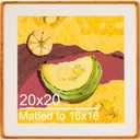 Natural Cherry Wood 20x20 Picture Frame - Includes 2mm Beveled Mat Opening 15.5x15.5 for 16x16 Photo - Wall Gallery Tabletop Photo Poster Frame