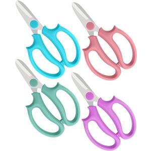Flower Scissors - 4 Pcs Stainless Steel Flower Shears, Garden Plant Floral Shears for Fresh Flowers Stems (Blue, Green, Pink, Violet)