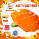 Reallnaive 2 Pcs Ceramic Pumpkin Soap Dishes Cute Elegant Shower Soap Dish Holder Fall Spoon Rest Bathroom and Kitchen Decorative Accessories