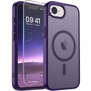 SUPFINE Magnetic for iPhone 17e Case/iPhone 16e Case 2025 (Compatible with MagSafe)(Military Grade Drop Protection) Slim Translucent Matte Shockproof with Anti-Fingerprint Phone Case,Dark Purple