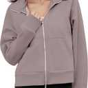 Women's Zip Up Fleece Sweatshirt Jacket Long Sleeve Oversized Fall Winter Casual Cozy Outwear with Pockets (X-Large, Coffee)