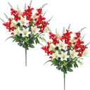 Cemetery Flowers 2pack Cemetery Decorations for Grave Funeral Flowers Artificial Lily Gladiolus Cemetery Flowers for Grave Graveyard Memorial Flowers for Gravesite Cemetery Headstones -Red and White