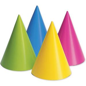 Creative Converting 20PH-0010 Party Hats, Assorted Neon, 16-Pack
