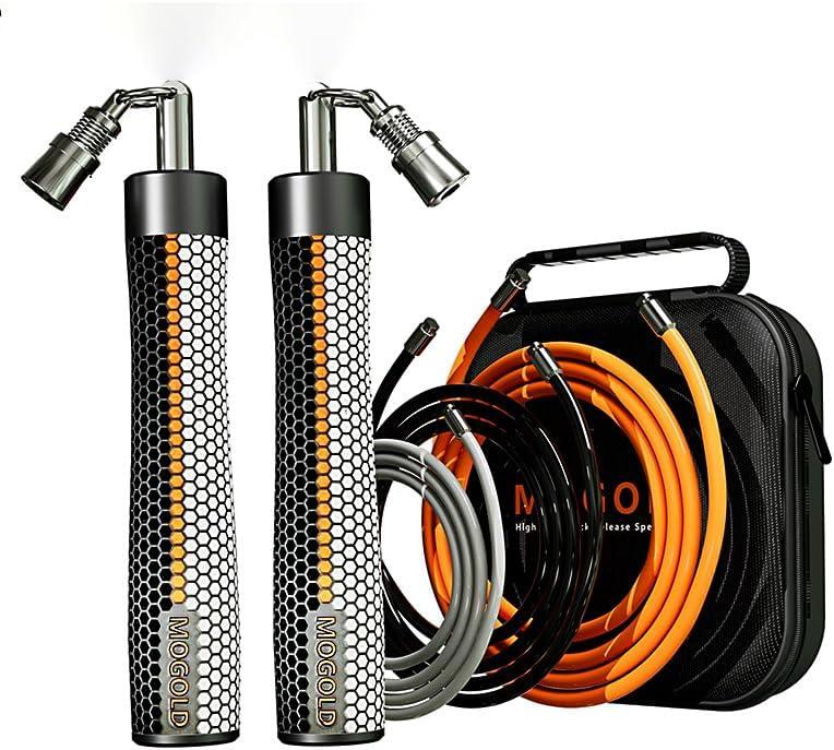 Weighted Jump Rope for Men Women -Interchangeable 1/5lb 1/4lb 1/2lb Heavy jump ropes - 360 Degree Spin - Length Adjustable,Ergonomics Leather Grip Skipping Rope for Fitness Weight Loss & More (White)