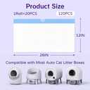 100 Count 26" x 11.8" Automatic Cat Litter Box Bags Compatible with Cmg Fmo Fstg Robot Litter box, Thick Self-Cleaning Cat Litter Box Replacement Liners with Drawstring Heavy Duty