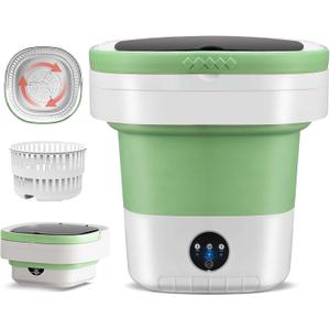 Portable Washing Machine 16L Mini Laundry Washer 3 Modes with Spin Basket Laundry Machine Cleaning Depth Underwear,Baby Clothes Small Shirt for Apartments Dormitories Hotels and Camping (Green)