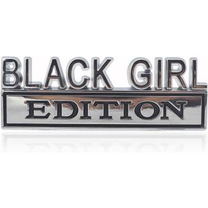 Universal Black Girl Edition Emblem Sticker Replacement Car Truck SUV Compatible with Ford F150 Jeep Dodger Chevrolet Badge Tailgate Badge Front Grille Hood Trunk (Silver+Black)