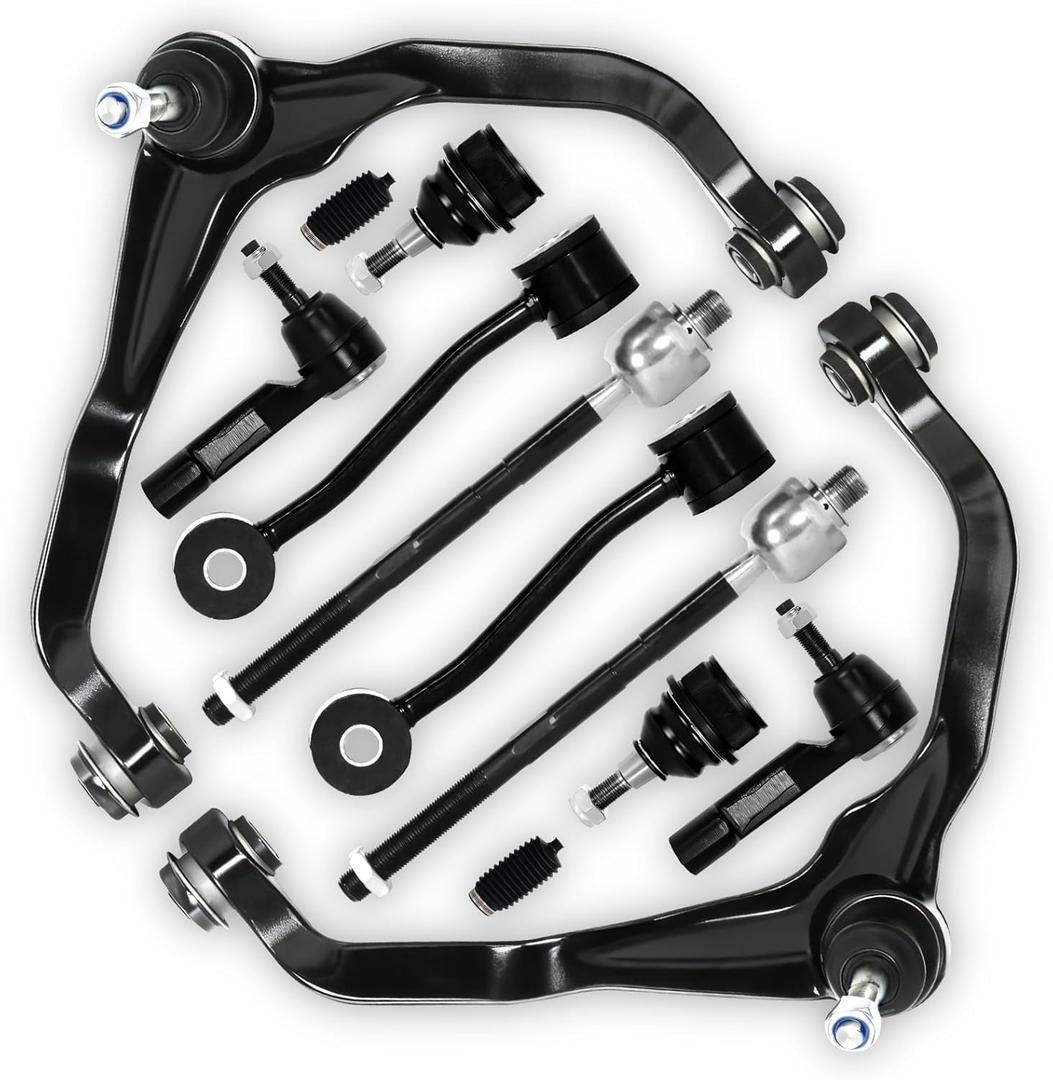 12Pcs Front Upper Control Arm Kit Lower Ball Joints Tie Rod Sway Bar End Fit for Dodge Nitro 2007-2011, Fit for Jeep Liberty 2008-2012, Replace OE# K621564 ES800412 K80629 K750127 EV800416
