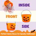 JOYIN 6PCS Halloween Trick or Treat Pumpkin Bucket, Jack O Lantern Candy Basket and Buckets for Trick or Treating, Orange Halloween Pails with Handle for Kids Party Favors Supplies Props