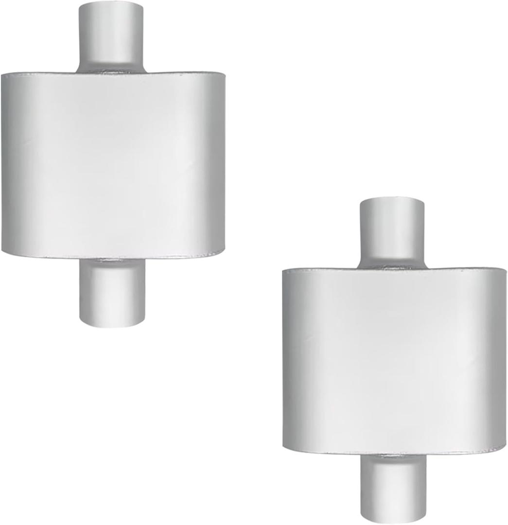 Pair of 3" ID Center/Center Single Chamber Mufflers - Aggressive Deep Sound, Aluminized Steel, Weld/Clamp-On (13" Total Length)