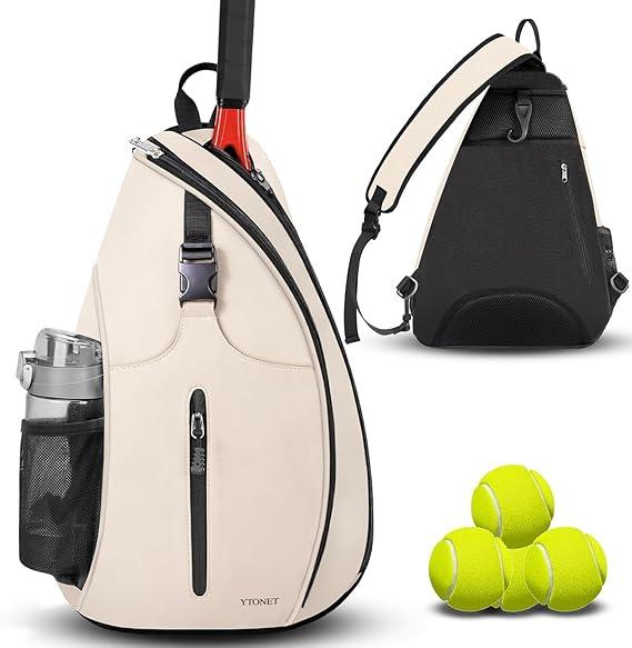 Ytonet Tennis Bag, Tennis Sling Backpack Crossbody Water Resistant for Men Women, Compatible for Pickleball Badminton Rackets- L