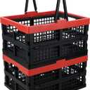 Sandmovie 16 Quart Collapsible Storage Crate with Handles, Plastic Folding Storage Basket, 2 Packs