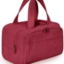 BAGSMART Travel Toiletry Bag, Puffy Toiletry Bag for Women, Wide-open toiletry bags for traveling, Large Travel Cosmetic Makeup Bag Organizer for Accessories,Toiletrie (Vintage Berry)