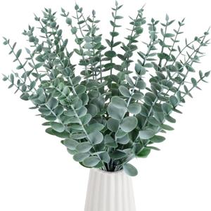 Palonu 30 Pcs Artificial Eucalyptus Stems Fake Greenery Branch Leaves Faux Sprigs Leaf for Home Office Table Centerpiece Wedding Bouquet Farmhouse Decor, Green
