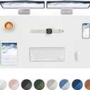 AFIING Leather Desk Pad Protector,48"" x 23""Large desk mat,Office Desk Mat, Non-Slip PU Leather Desk Blotter,Mouse pad,Waterproof Keyboard mat for Office/Home/Decor (Ivory white)