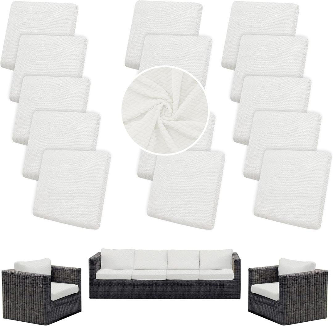 Outdoor Cushion Covers Set,14PCS Patio Furniture Couch Seat Slipcovers, Replacement for Sofa Sectional Chair(Cover，Only)