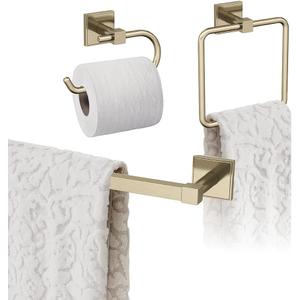 Amerock | Golden Champagne | Appoint | Towel Bar | 18 inch (457 mm) | 3 Piece | Bathroom Accessories Set