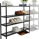 Shoe Rack, 4-Tier Long Shoe Rack, Stackable Shoe Storage Organizer Expandable Shoe Shelf Stand, Holds up to 25-30 Pairs of Shoes for Entryway, Garage, Front Door Entrance, Metal,45.6in Black