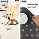 2 x Cat Food Mat Absorbent Dog Mat for Food and Water Non Slip Quick Dry Dog Bowl Mats for Floors 19" X 12" Paw Dark Gray
