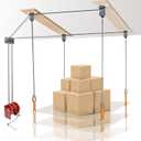 Overhead Garage Storage Lift, Safe Anti-Drop Overhead Garage Storage Pulley Lift System, Adjustable Organization System, 300lbs Load Capacity, Ceiling Storage Mounted Not Include Racks