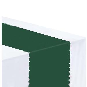 MUNILAIL 6 PCS Green Scalloped Table Runner 14 x 108 Plastic Table Runners for Birthday Party Wedding Baby Shower Christmas Table Centerpiece Decorations Disposable Scalloped Runner