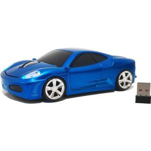 Wireless Car Mouse, Sport Car Shaped Mouse Mice for Computer, Laptop, PC, Mac with LED Light (Blue)