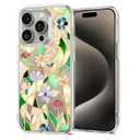 Unov Case Compatible with iPhone 15 Pro Case Clear with Design Embossed Floral Pattern Soft TPU Bumper Slim Protective 6.1 Inch (Stained Glass Flower)