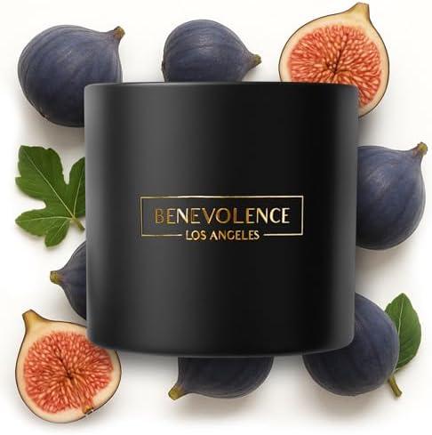 Benevolence LA 3 Wick Candle, Fig Tree Large Scented Candle | Soy Candles | Gifts for Women and Men | Home Fragrance | Aromatherapy | Bathroom Freshener 14.5 Oz, 45 Hour Burn
