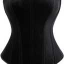 Vintage Velvet Corset Tops for Women Overbust Bodyshaper Crop Top Strapless Open Back Renaisssance Corset. Size 18