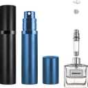 2PCS Perfume Travel Refillable Bottle, Bottom-Filling Fragrances Perfume Atomizer, Empty Mini Cologne Dispenser, Portable Sprayer Pocket Size for On the Go 5ml (Black & Dark Blue)