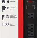 Prime Wire PB802135 6-Outlet Metal Power Workshop Surge Protector with 14-3 SJT 15-Feet Cord Black