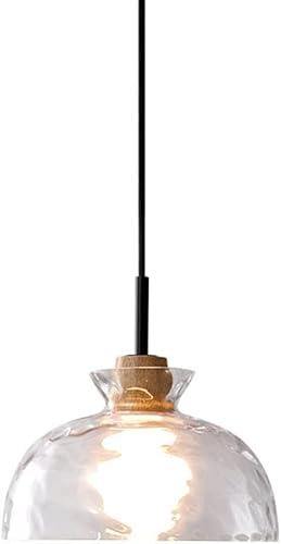 LTBFDDC Farmhouse Small Pendant Lights Kitchen Island, Adjustable Height Hanging Ceiling Lamp Handblown Glass Dome Clear Hammered Shade For Dining Living Room Hallway Entryway Mini Chandelier Lighting