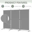 RANTILA 3 Panel Room Divider, 6 Ft Tall Folding Privacy Screen Freestanding Room Partition Wall Dividers, 102''W x 20''D x 71''H, Grey