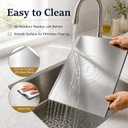Stainless Steel Cutting Board with Double Lip,Large Metal Chopping Board, 20"L x 15"W